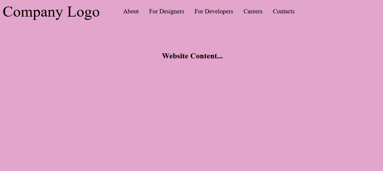 A screenshot of a sample web page featuring a horizontal navigation bar. The screenshot features navigation items,a  large text written 'company logo' and 5 fictitious links. 